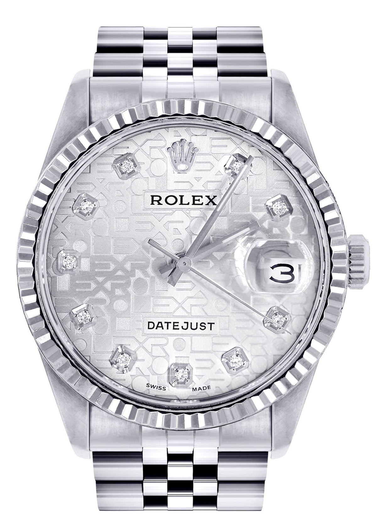 Mens Rolex Datejust Watch 16200 | Fluted Bezel | 36Mm | White Texture Dial | Jubilee Band