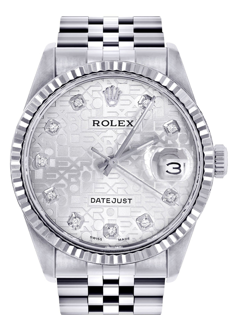 Mens Rolex Datejust Watch 16200 | Fluted Bezel | 36Mm | White Texture Dial | Jubilee Band