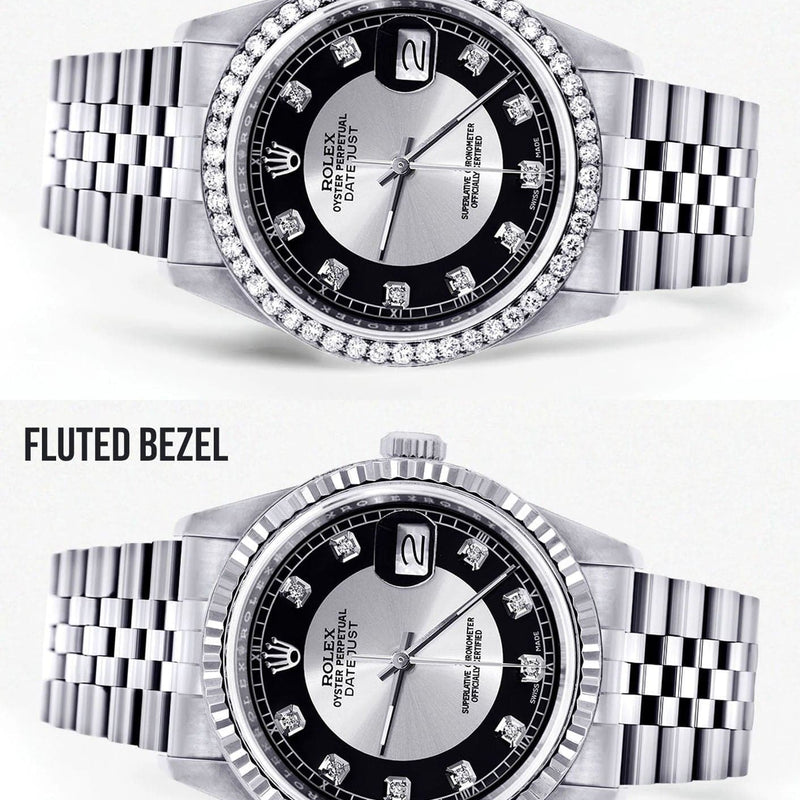 Diamond Mens Rolex Datejust Watch 16200  | 36MM | Tuxedo Diamond Dial | Jubilee Band