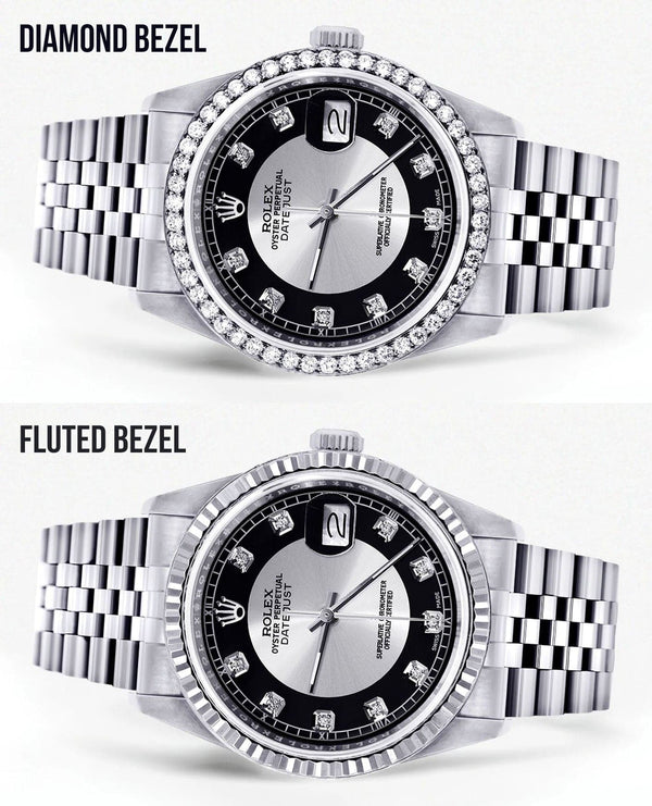 Diamond Mens Rolex Datejust Watch 16200  | 36MM | Tuxedo Diamond Dial | Jubilee Band