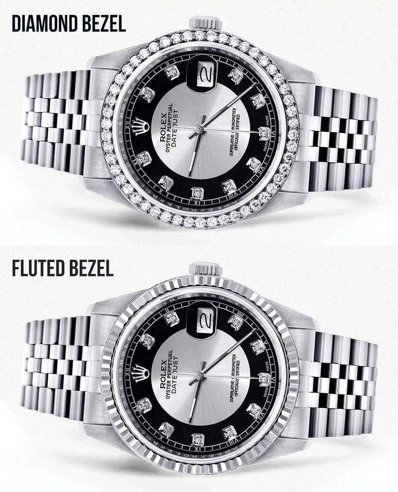 Diamond Mens Rolex Datejust Watch 16200  | 36MM | Tuxedo Diamond Dial | Jubilee Band