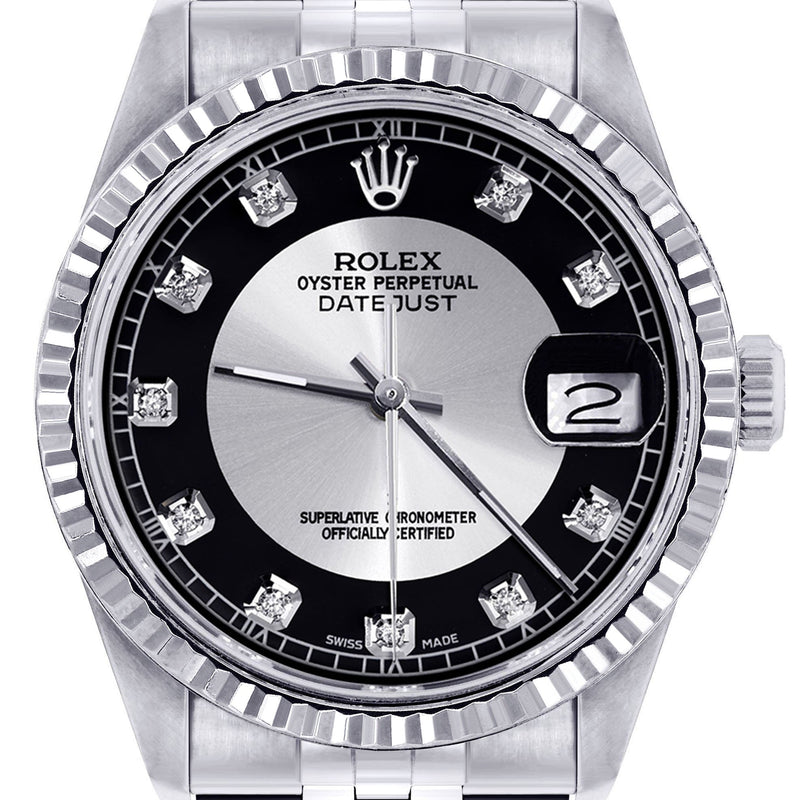 Womens Rolex Datejust Watch 16200  | 36Mm | Tuxedo Dial | Fluted Bezel | Jubilee Band