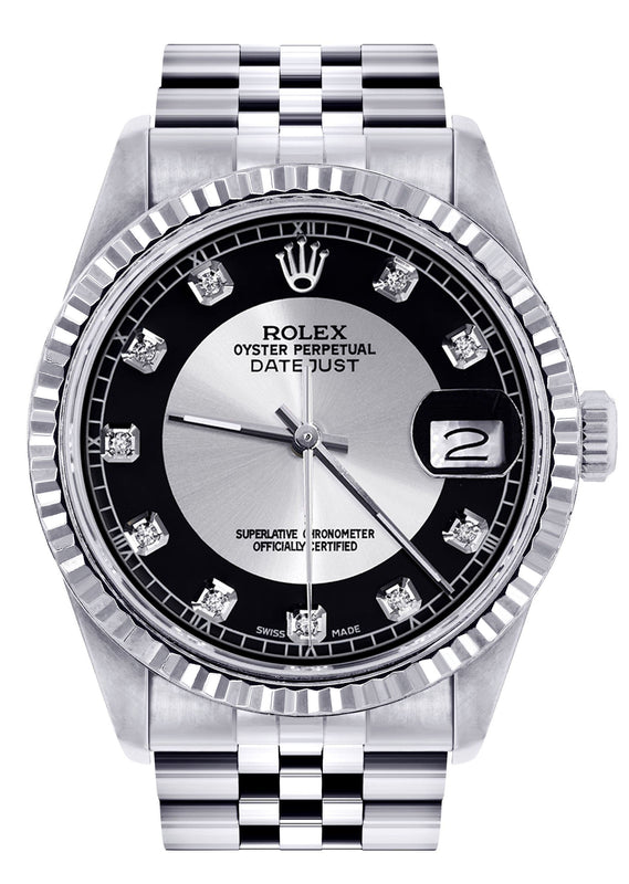 Womens Rolex Datejust Watch 16200  | 36Mm | Tuxedo Dial | Fluted Bezel | Jubilee Band