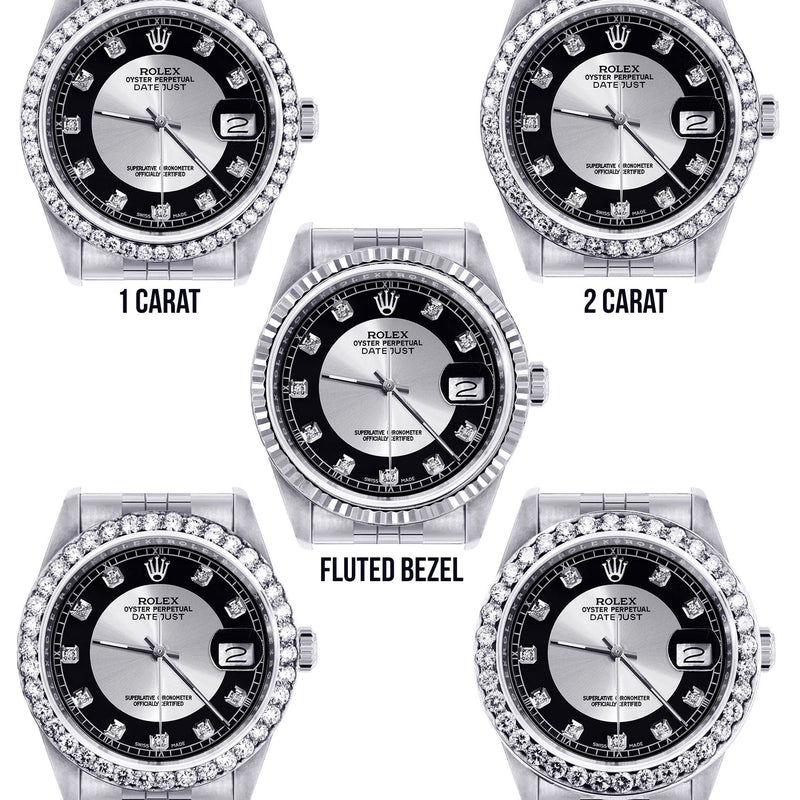 Diamond Mens Rolex Datejust Watch 16200  | 36MM | Tuxedo Diamond Dial | Jubilee Band