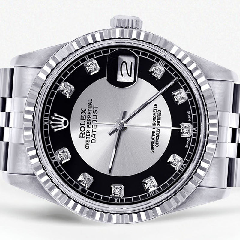 Womens Rolex Datejust Watch 16200  | 36Mm | Tuxedo Dial | Fluted Bezel | Jubilee Band