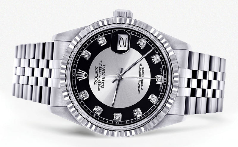 Womens Rolex Datejust Watch 16200  | 36Mm | Tuxedo Dial | Fluted Bezel | Jubilee Band