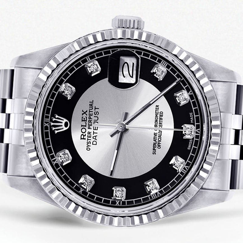 Mens Rolex Datejust Watch 16200 | Fluted Bezel | 36Mm | Tuxedo Dial | Jubilee Band