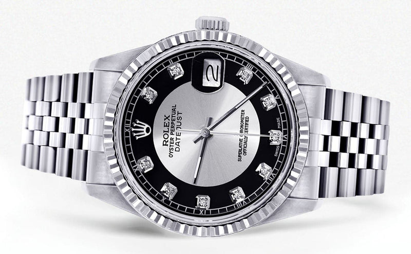 Mens Rolex Datejust Watch 16200 | Fluted Bezel | 36Mm | Tuxedo Dial | Jubilee Band