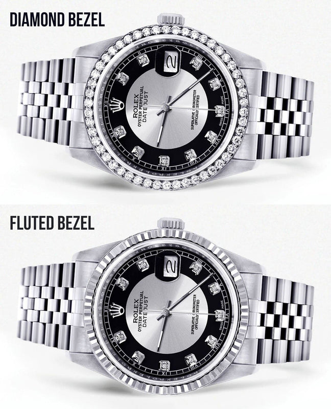 Diamond Mens Rolex Datejust Watch 16200  | 36MM | Tuxedo Diamond Dial | Jubilee Band