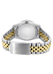 Diamond Gold Rolex Watch For Men 16233 | 36Mm | Custom Green Dial | Two Row 4.25 Carat Bezel | Jubilee Band