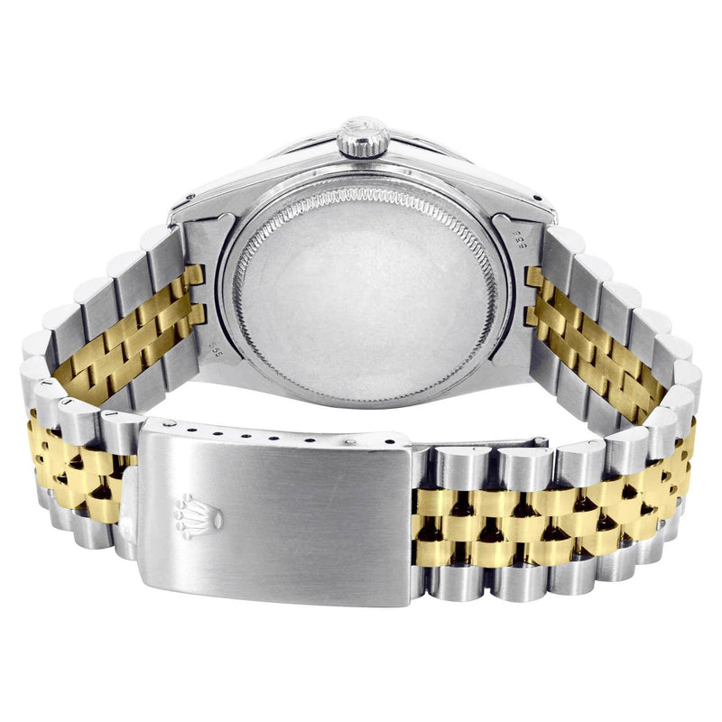 Diamond Gold Rolex Watch For Men 16233 | 36Mm | Green Mother of Pearl Dial | Two Row 4.25 Carat Bezel | Jubilee Band