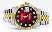 Mens Rolex Datejust Watch 16233 Two Tone | 36Mm | Red Black Dial | Jubilee Band
