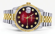 Womens Rolex Datejust Watch 16233 Two Tone | 36Mm | Red Black Dial | Fluted Bezel | Jubilee Band