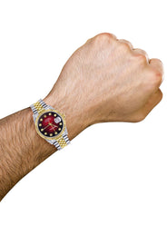 Mens Rolex Datejust Watch 16233 Two Tone | 36Mm | Red Black Dial | Jubilee Band