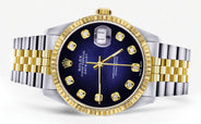 Womens Rolex Datejust Watch 16233 Two Tone | 36Mm | Blue Black Dial | Fluted Bezel | Jubilee Band