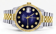 Mens Rolex Datejust Watch 16233 Two Tone | Fluted Bezel | 36Mm | Blue Black Dial | Jubilee Band