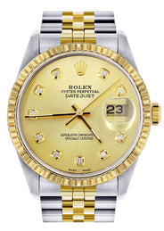 Womens Rolex Datejust Watch 16233 Two Tone | 36Mm | Gold Dial | Fluted Bezel | Jubilee Band