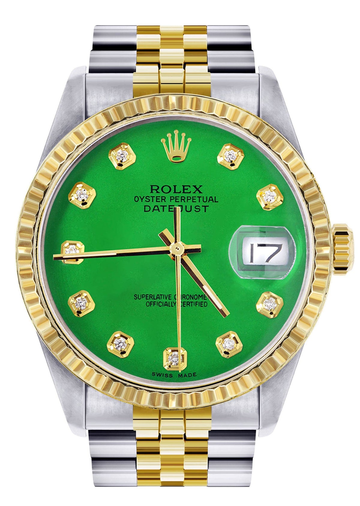 Mens Rolex Datejust Watch 16233 Two Tone | 36Mm | Green Dial | Jubilee Band
