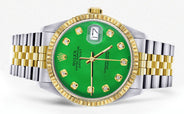 Mens Rolex Datejust Watch 16233 Two Tone | 36Mm | Green Dial | Jubilee Band