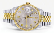 Womens Rolex Datejust Watch 16233 Two Tone | 36Mm | Grey Dial | Fluted Bezel | Jubilee Band