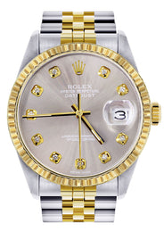 Womens Rolex Datejust Watch 16233 Two Tone | 36Mm | Grey Dial | Fluted Bezel | Jubilee Band