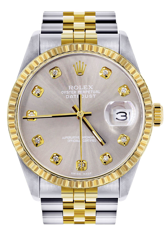 Mens Rolex Datejust Watch 16233 Two Tone | 36Mm | Grey Dial | Jubilee Band