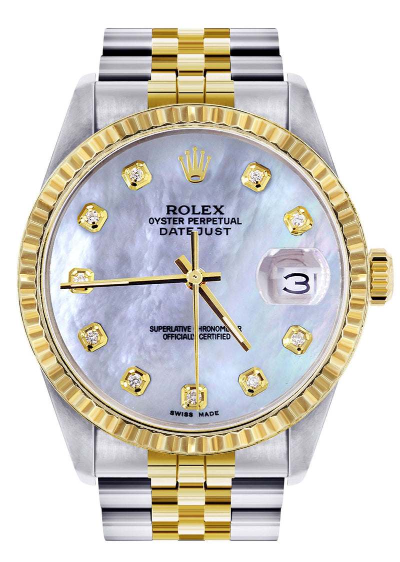 Mens Rolex Datejust Watch 16233 Two Tone | 36Mm | Mother of Pearl Dial | Jubilee Band