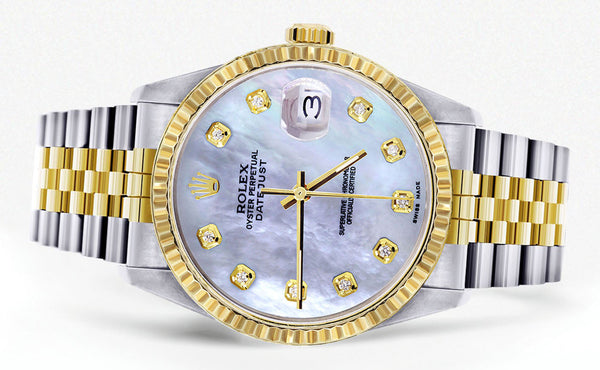 Womens Rolex Datejust Watch 16233 Two Tone | 36Mm | Mother of Pearl Dial | Fluted Bezel | Jubilee Band