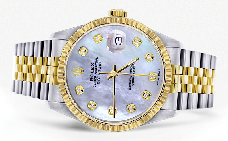 Womens Rolex Datejust Watch 16233 Two Tone | 36Mm | Mother of Pearl Dial | Fluted Bezel | Jubilee Band