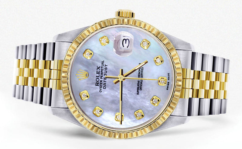 Mens Rolex Datejust Watch 16233 Two Tone | 36Mm | Mother of Pearl Dial | Jubilee Band