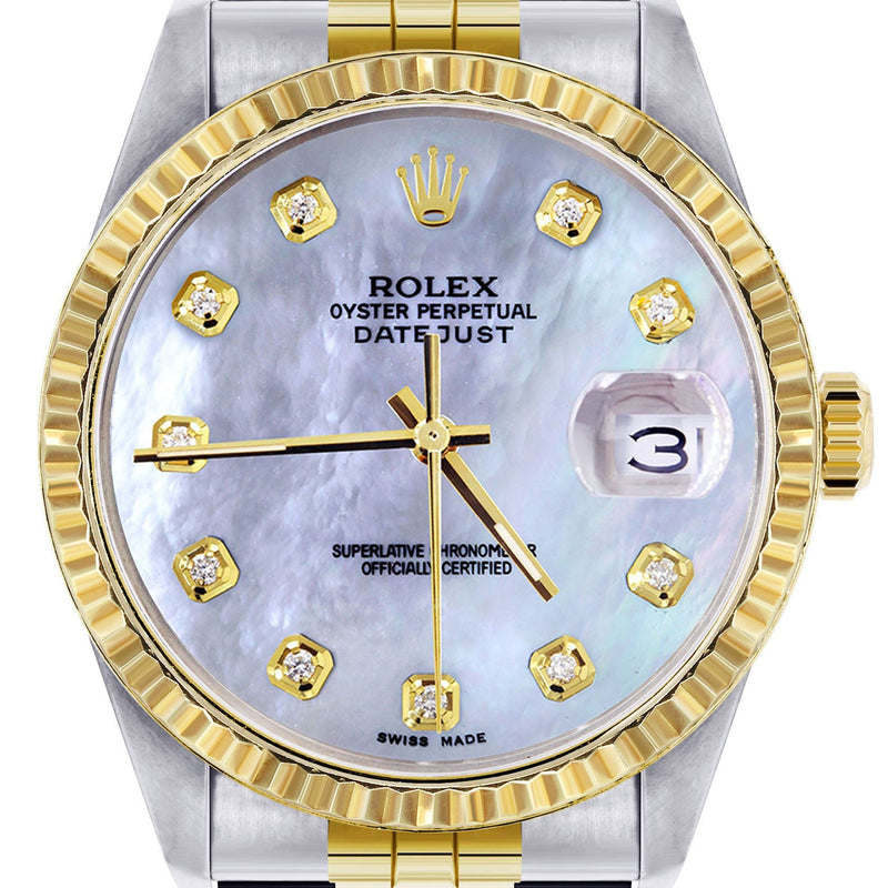 Womens Rolex Datejust Watch 16233 Two Tone | 36Mm | Mother of Pearl Dial | Fluted Bezel | Jubilee Band