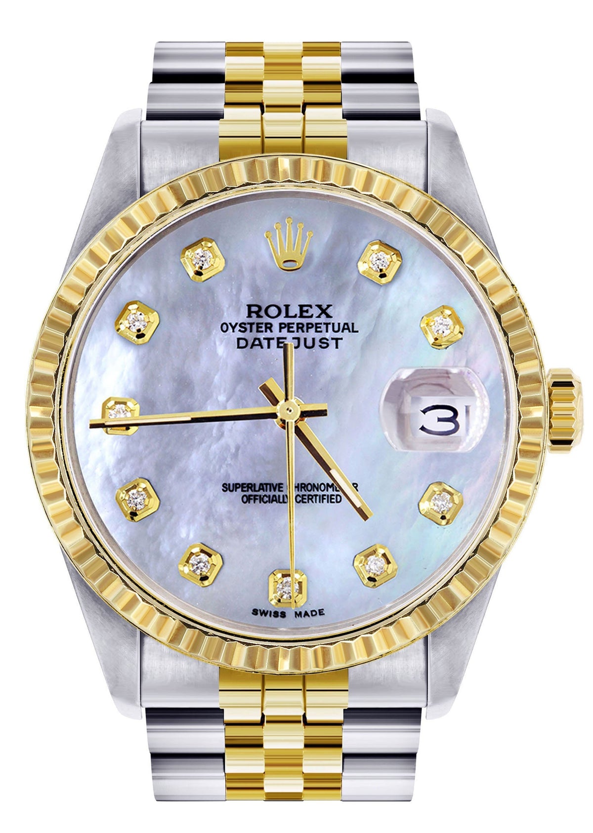 Womens Rolex Datejust Watch 16233 Two Tone | 36Mm | Mother of Pearl Dial | Fluted Bezel | Jubilee Band