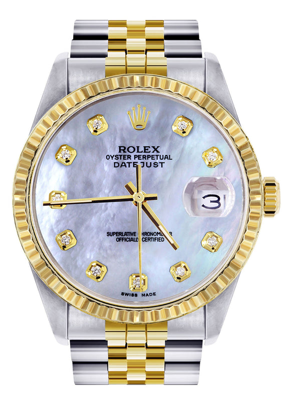 Womens Rolex Datejust Watch 16233 Two Tone | 36Mm | Mother of Pearl Dial | Fluted Bezel | Jubilee Band