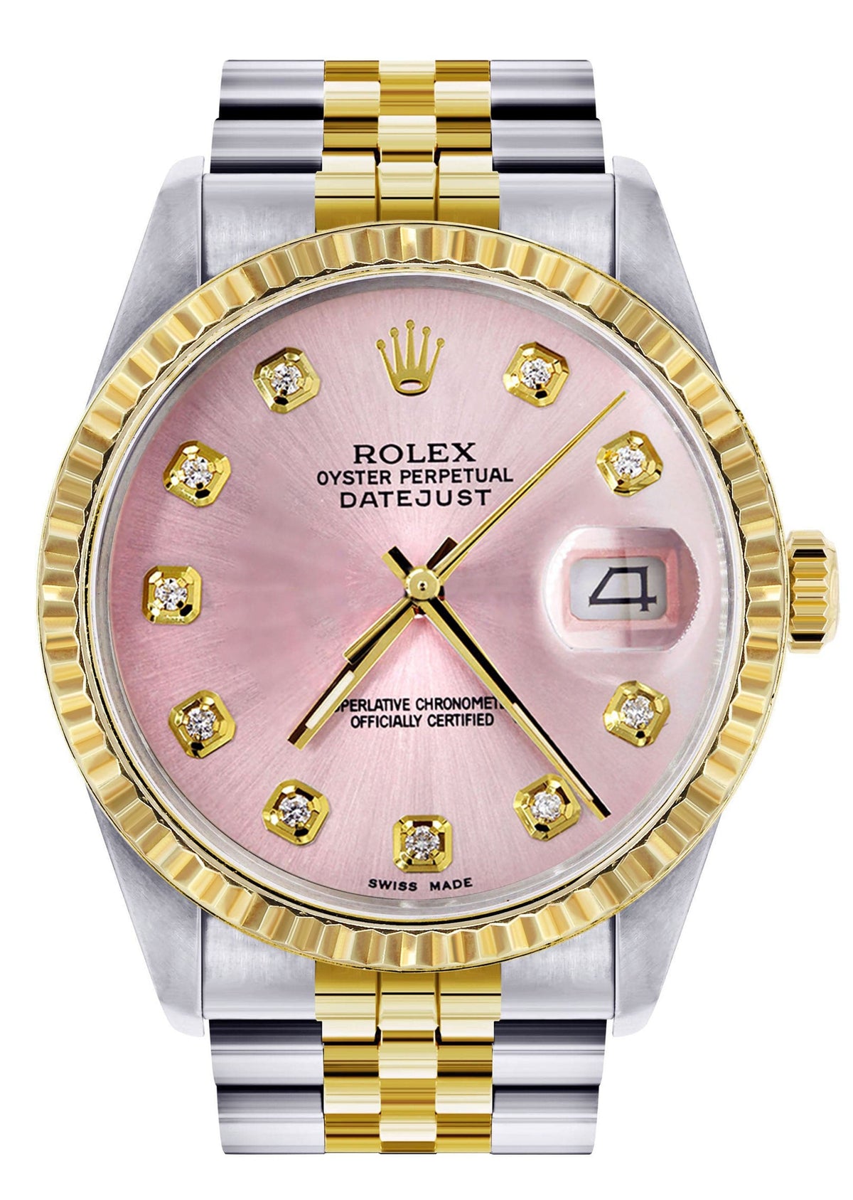 Mens Rolex Datejust Watch 16233 Two Tone | 36Mm | Pink Dial | Jubilee Band