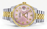 Womens Rolex Datejust Watch 16233 Two Tone | 36Mm | Pink Dial | Fluted Bezel | Jubilee Band