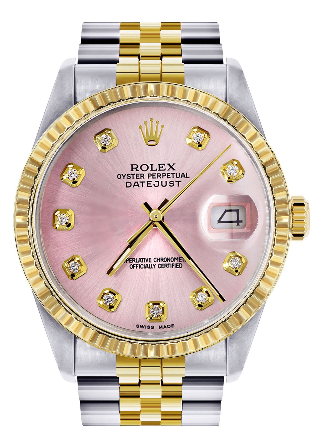 Womens Rolex Datejust Watch 16233 Two Tone | 36Mm | Pink Dial | Fluted Bezel | Jubilee Band