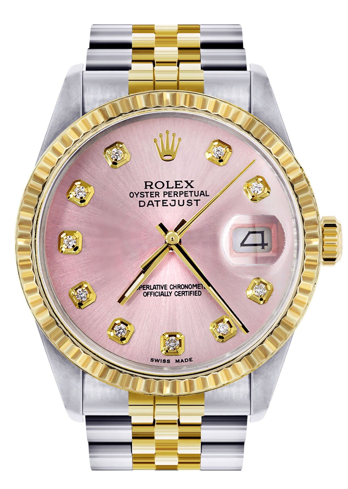 Womens Rolex Datejust Watch 16233 Two Tone | 36Mm | Pink Dial | Fluted Bezel | Jubilee Band