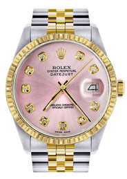Womens Rolex Datejust Watch 16233 Two Tone | 36Mm | Pink Dial | Fluted Bezel | Jubilee Band