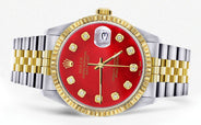 Mens Rolex Datejust Watch 16233 Two Tone | 36Mm | Red Dial | Jubilee Band