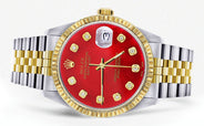 Womens Rolex Datejust Watch 16233 Two Tone | 36Mm | Red Dial | Fluted Bezel | Jubilee Band