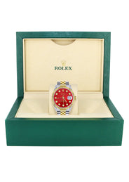 Mens Rolex Datejust Watch 16233 Two Tone | 36Mm | Red Dial | Jubilee Band
