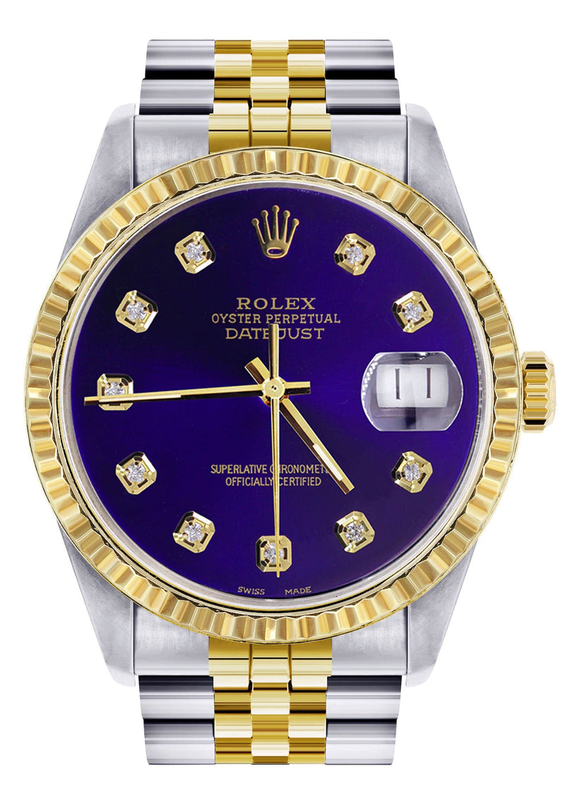 Mens Rolex Datejust Watch 16233 Two Tone | 36Mm | Violet Dial | Jubilee Band