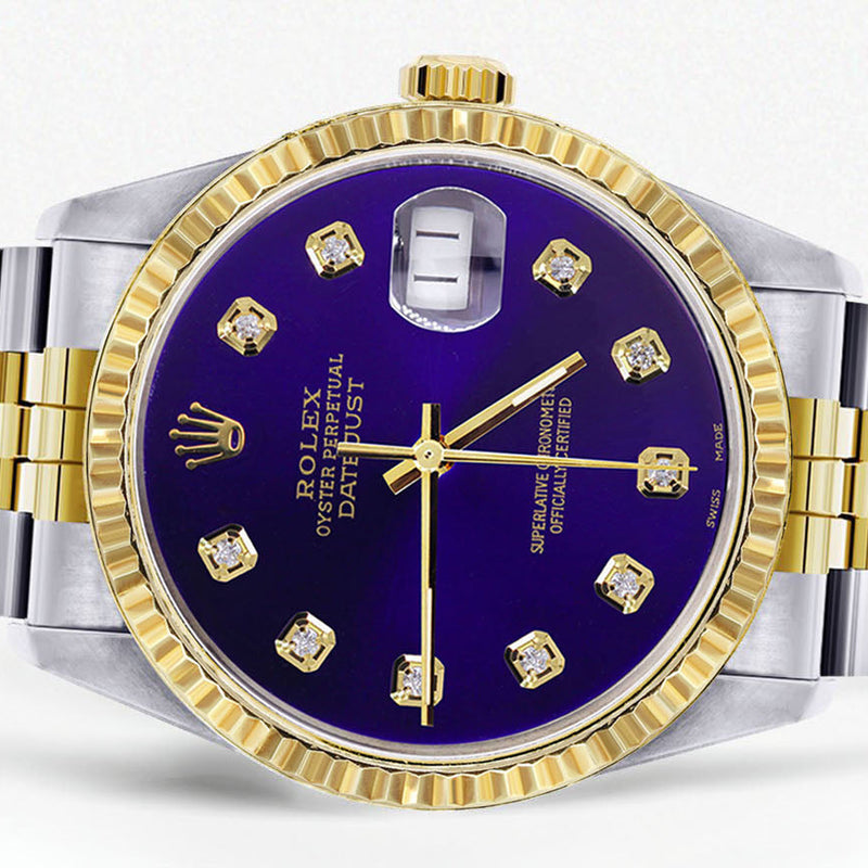 Womens Rolex Datejust Watch 16233 Two Tone | 36Mm | Violet Dial | Fluted Bezel | Jubilee Band