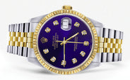Womens Rolex Datejust Watch 16233 Two Tone | 36Mm | Violet Dial | Fluted Bezel | Jubilee Band