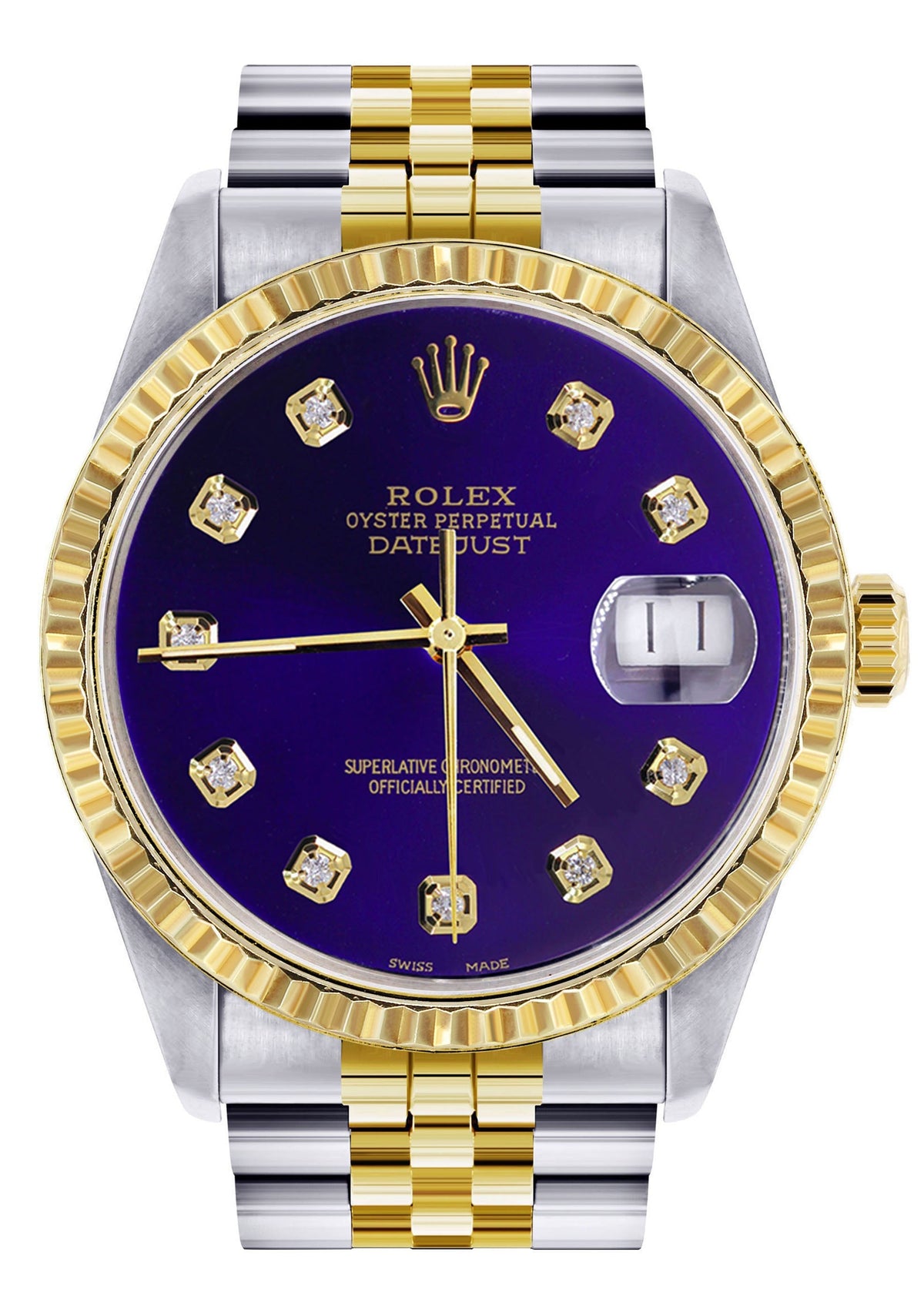 Womens Rolex Datejust Watch 16233 Two Tone | 36Mm | Violet Dial | Fluted Bezel | Jubilee Band