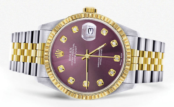 Mens Rolex Datejust Watch 16233 Two Tone | 36Mm | Purple Dial | Jubilee Band