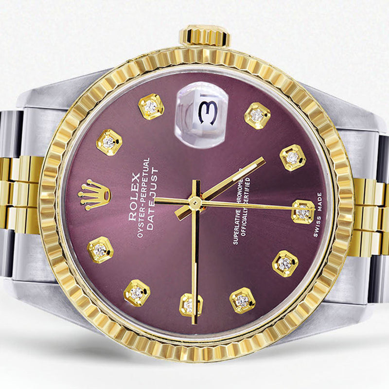 Womens Rolex Datejust Watch 16233 Two Tone | 36Mm | Purple Dial | Fluted Bezel | Jubilee Band