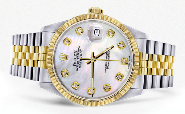 Mens Rolex Datejust Watch 16233 Two Tone | 36Mm | Mother of Pearl Dial | Jubilee Band