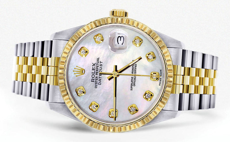 Mens Rolex Datejust Watch 16233 Two Tone | 36Mm | Mother of Pearl Dial | Jubilee Band