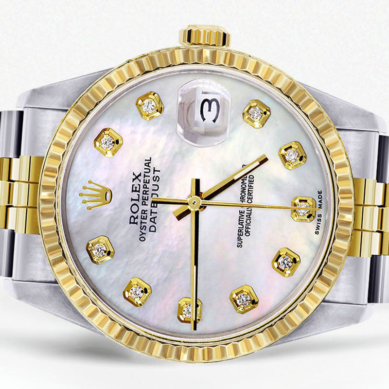 Womens Rolex Datejust Watch 16233 Two Tone | 36Mm | Mother of Pearl Dial | Fluted Bezel | Jubilee Band
